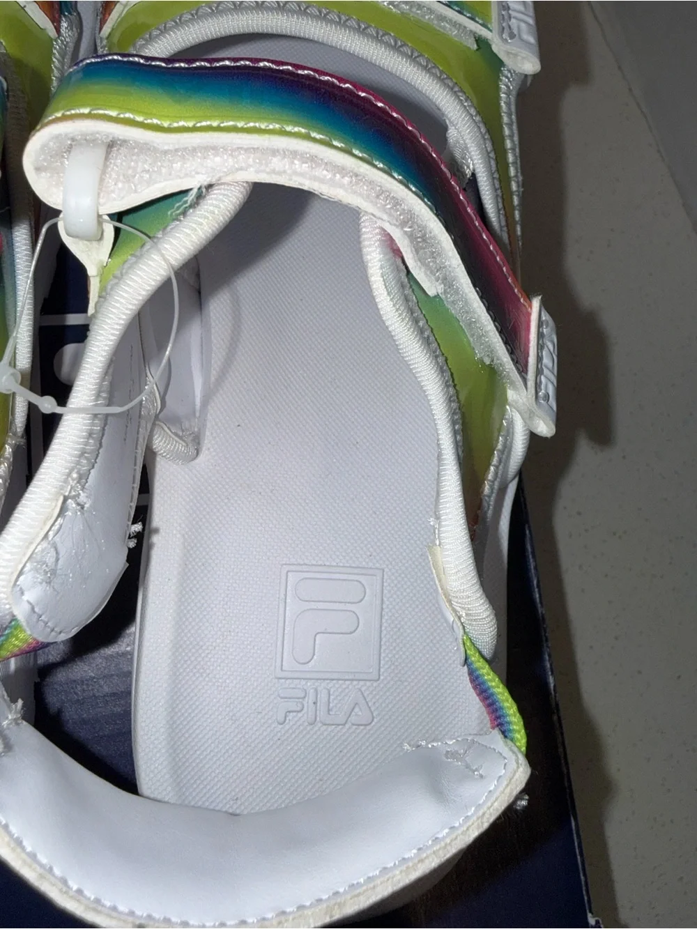 Fila Kids Rainbow Strappy Platform Sandals - White & Multicolor